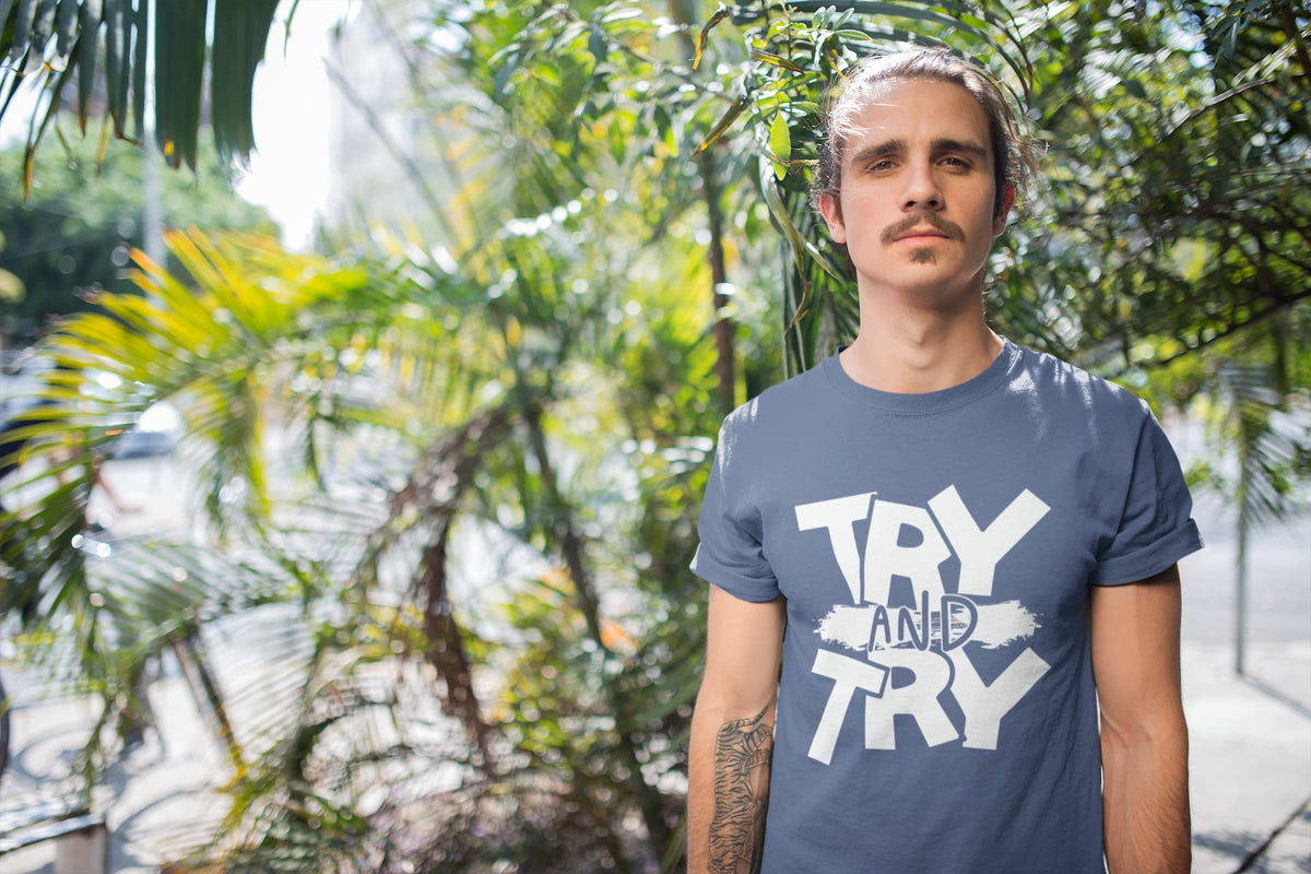 Karavirs® Attempt Smoke Blue graphic tee for men India