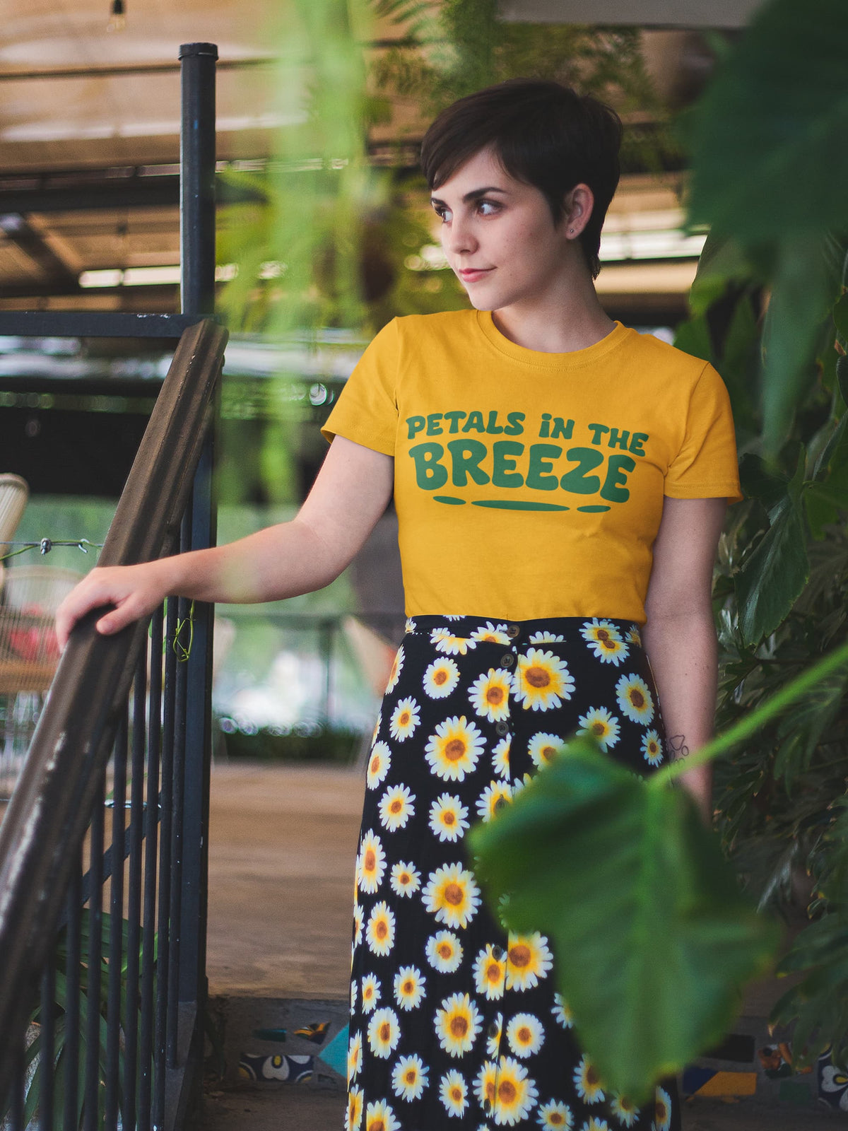 Women's Golden Yellow Round Neck T-shirts