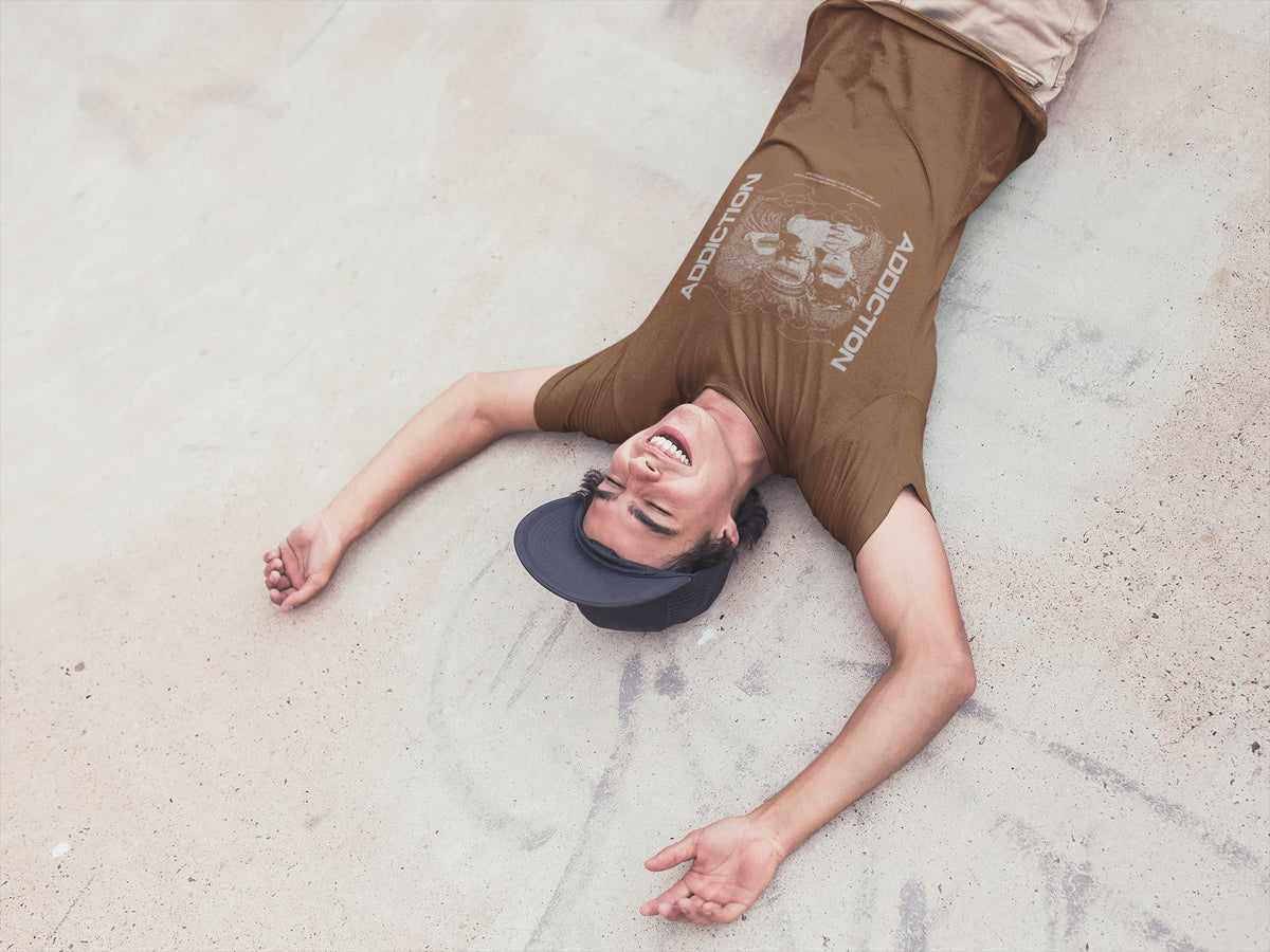Men's Coffee Brown Round Neck T-shirt