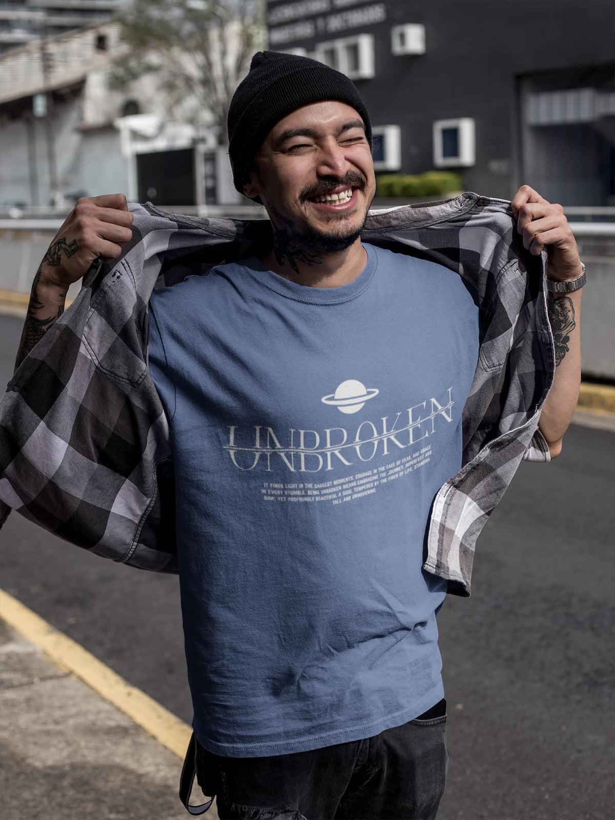 Men's Smoke Blue Round Neck T-shirts