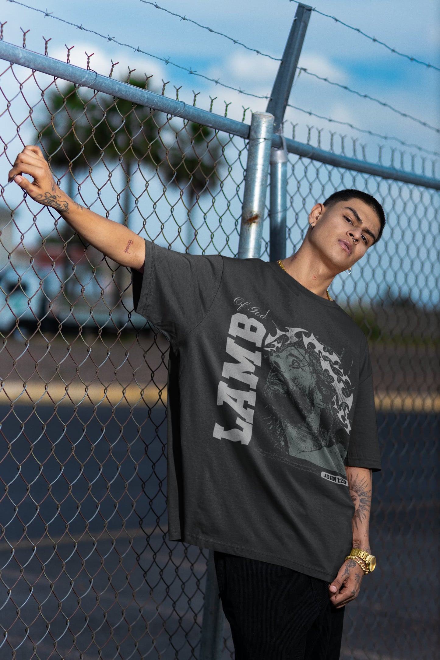 Men's Black Oversized Round Neck T-shirts
