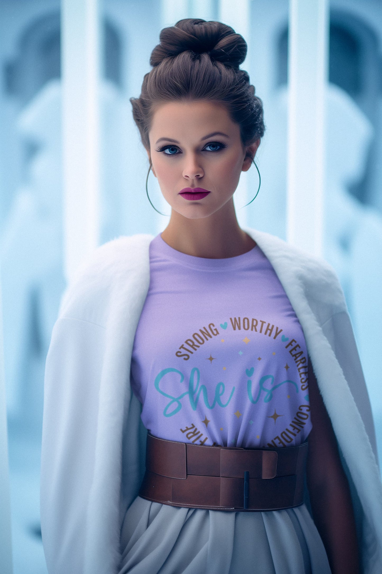 Women's Iris Lavender Round Neck T-shirts