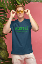 MENS NAVY BLUE VNECK T-SHIRT