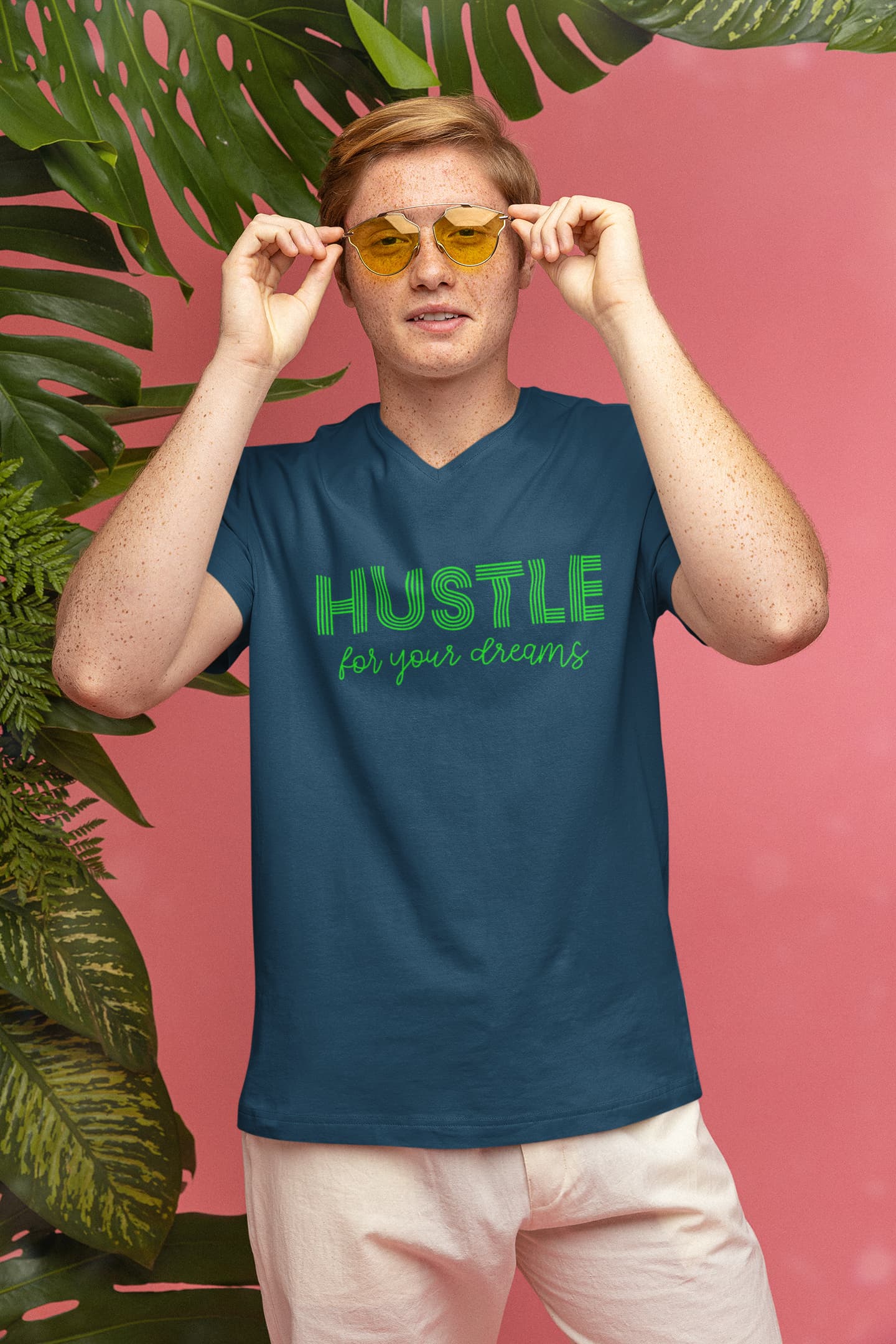 MENS NAVY BLUE VNECK T-SHIRT