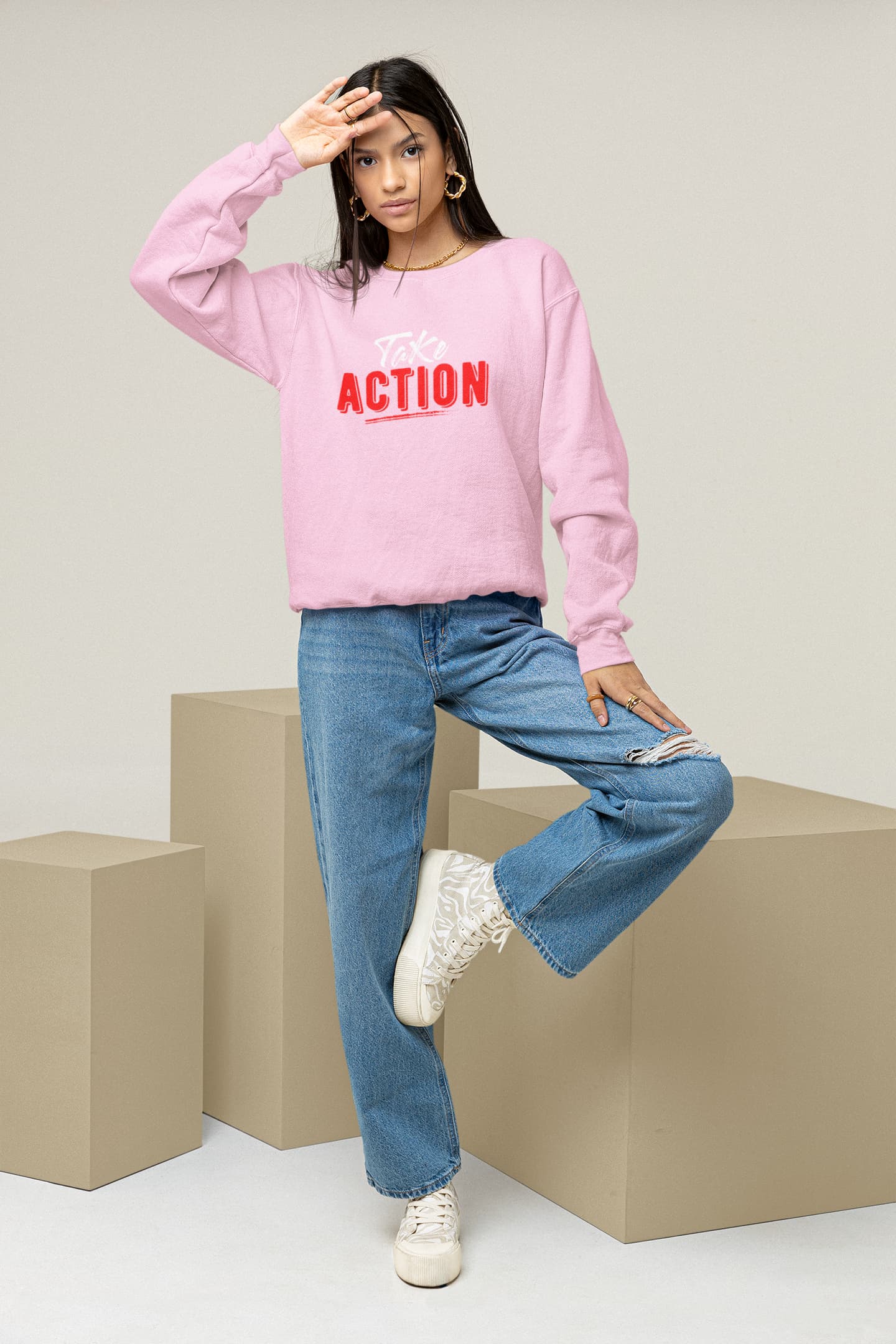WOMENS LIGHT PINK SWEATSHIRT