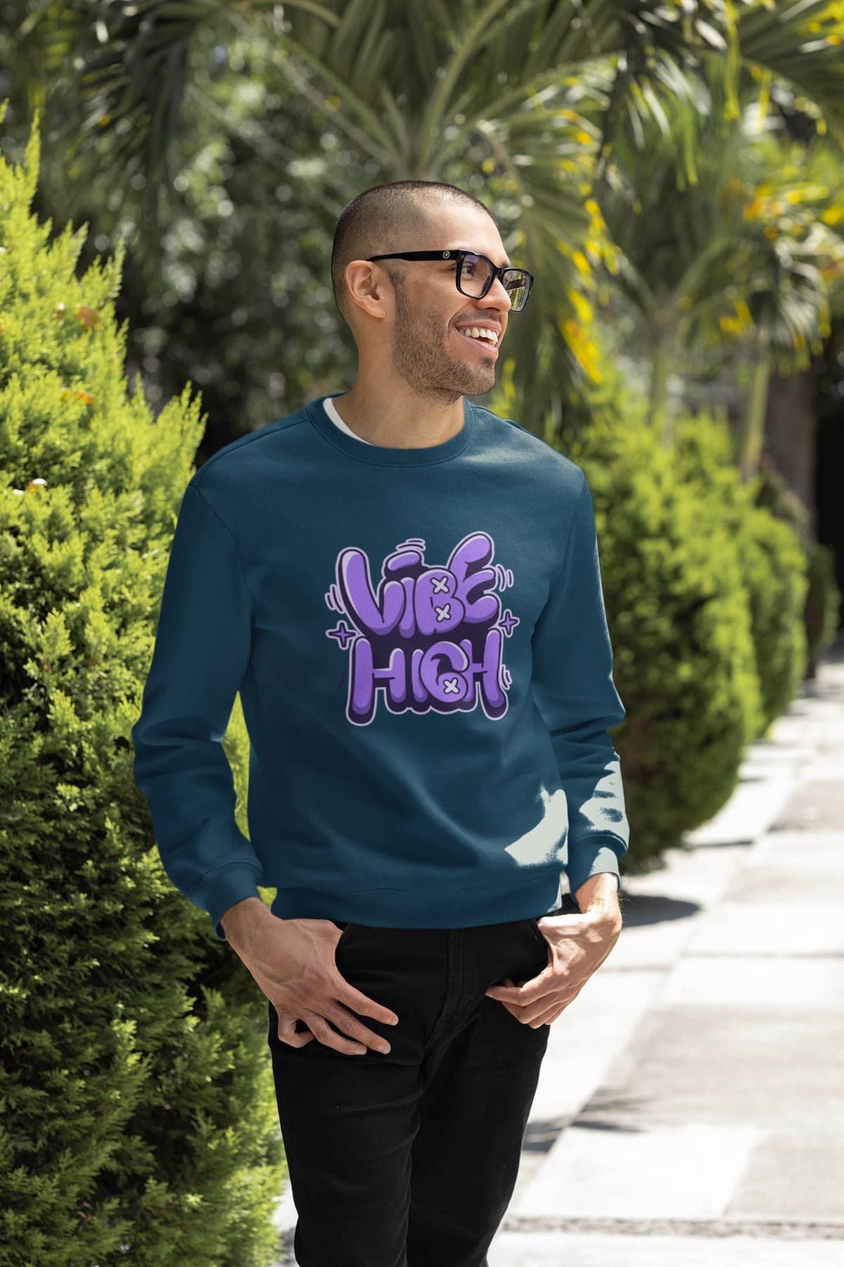 Karavirs® Raised Navy Blue sweatshirt for men India