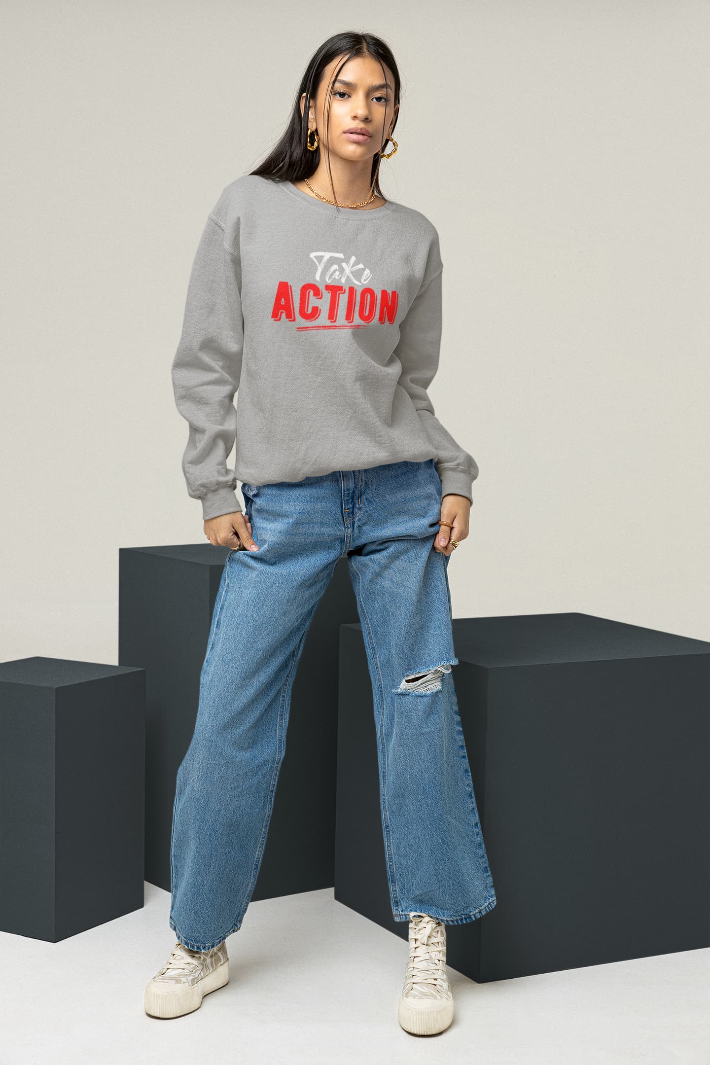 WOMENS MELANGE GREY SWEATSHIRT