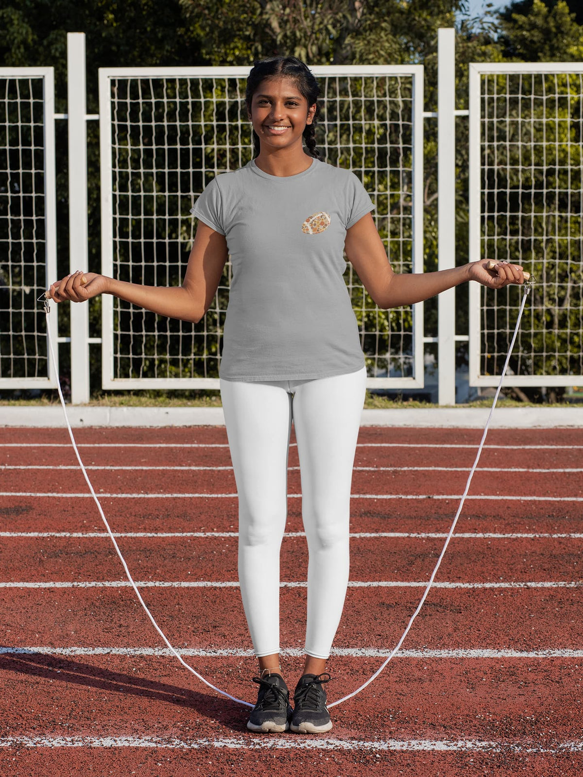 Women's Melange Grey Round Neck T-shirt