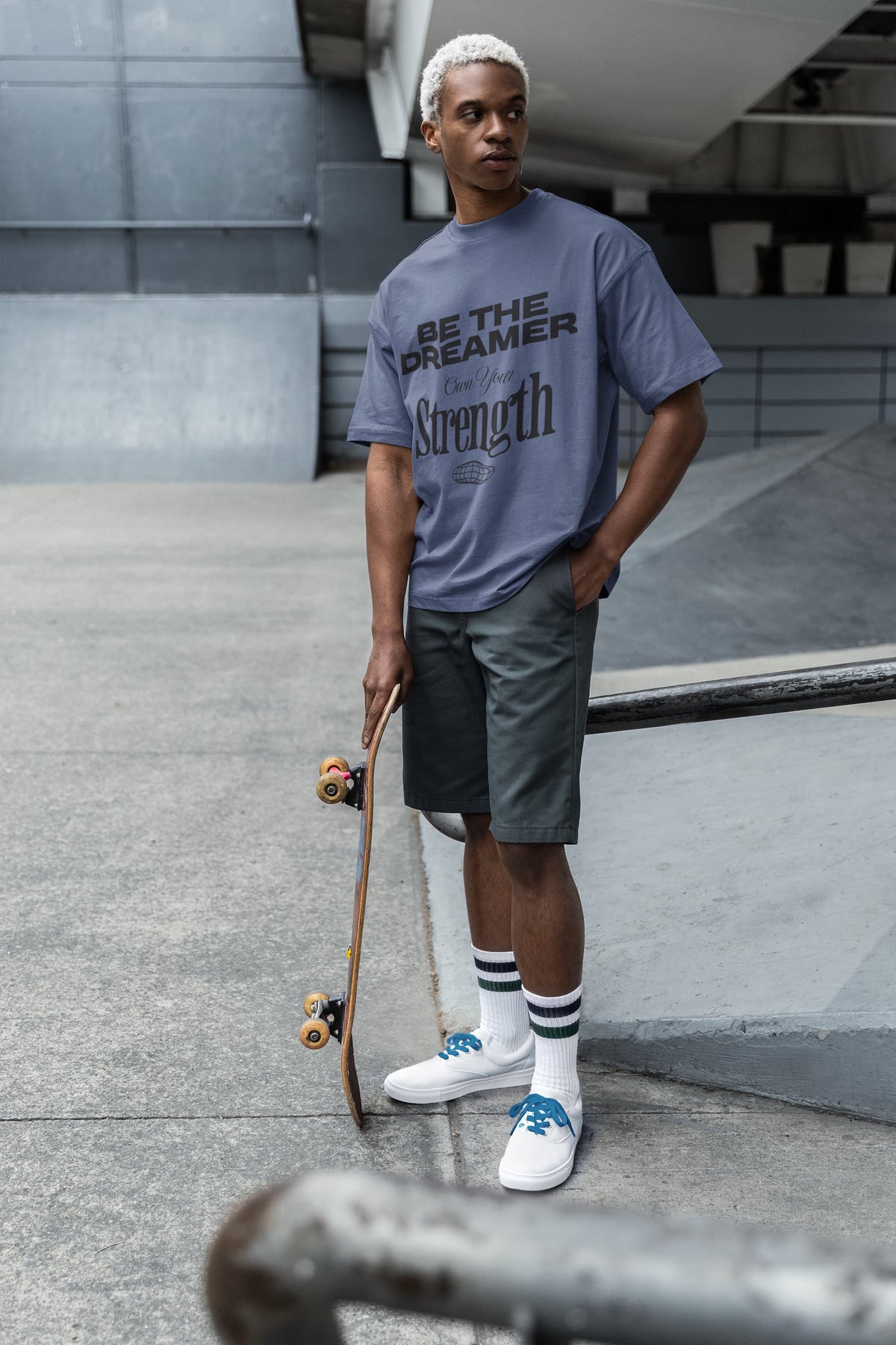 Men's Steel Grey Oversized Round Neck T-shirts