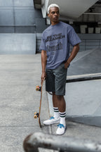 Men's Steel Grey Oversized Round Neck T-shirts