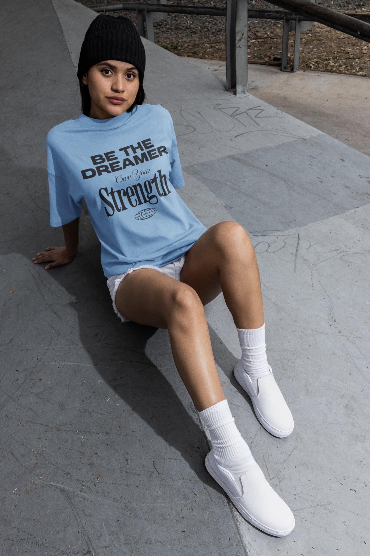 Men's Baby Blue Oversized Round Neck T-shirts