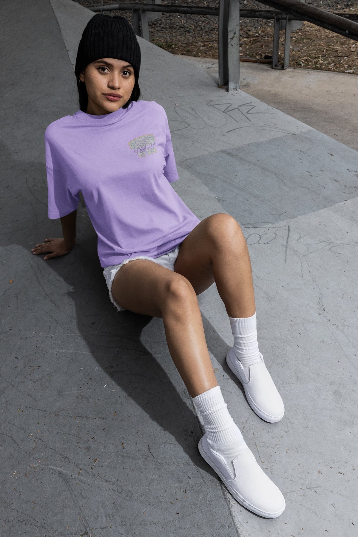 Men's Iris Lavender Oversized Round Neck T-shirt
