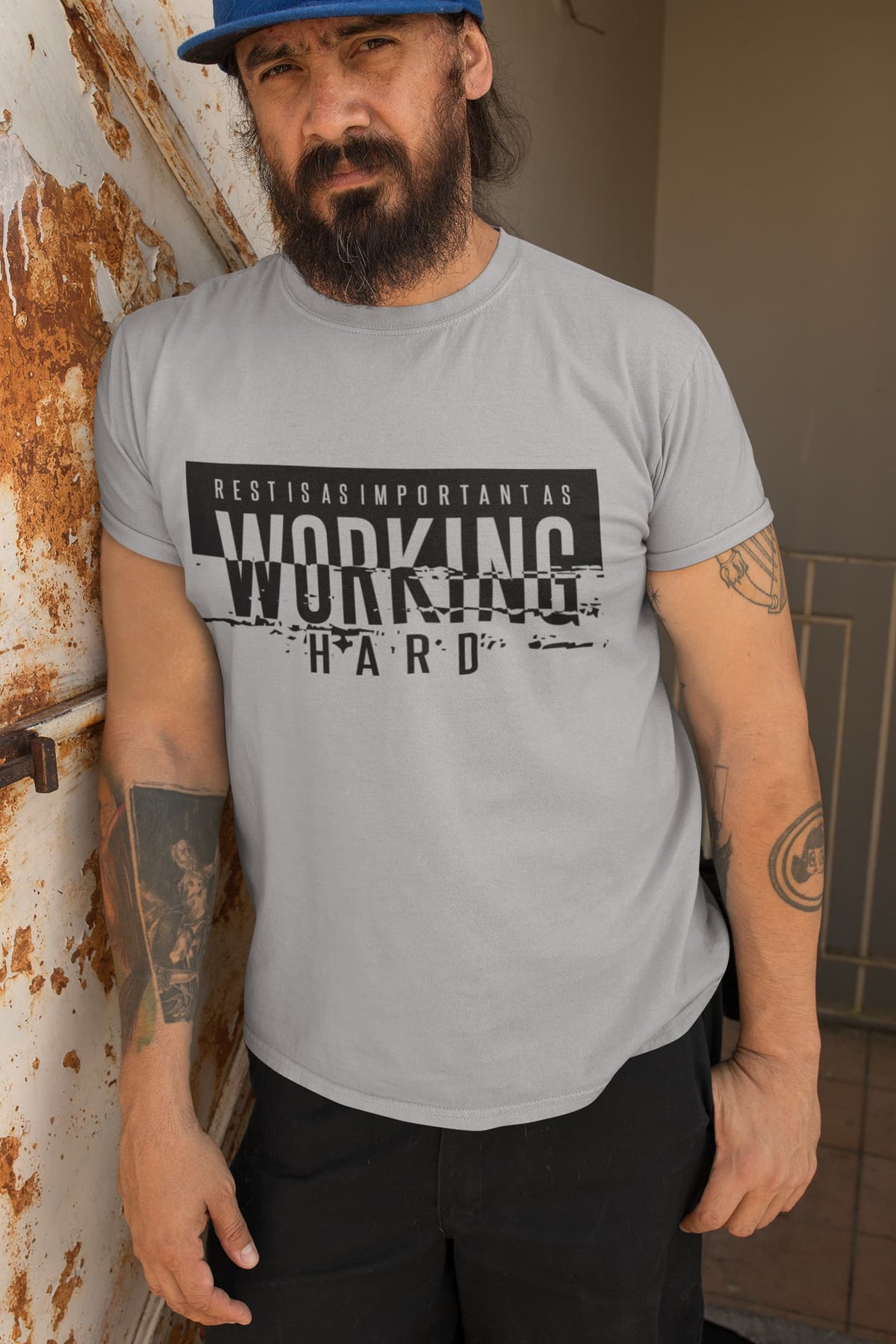 Men's Melange Grey Round Neck T-shirts
