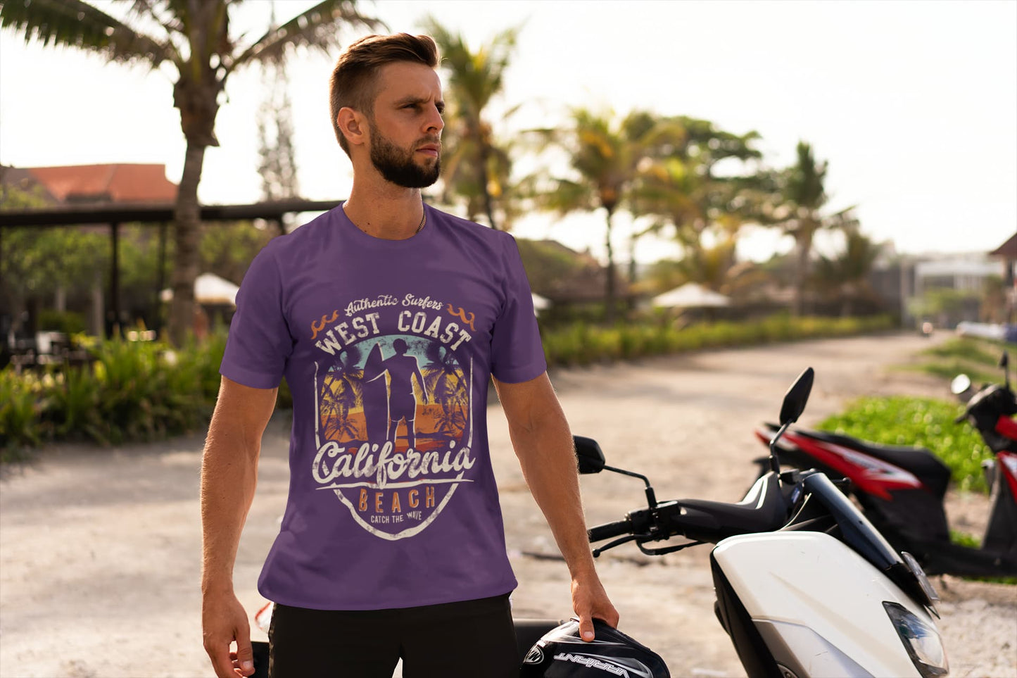 Men's Purple Round Neck T-shirts