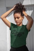 WOMENS OLIVE GREEN ROUNDNECK T-SHIRT