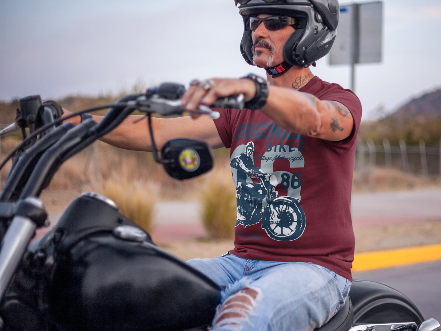Men's Maroon Round Neck T-shirts