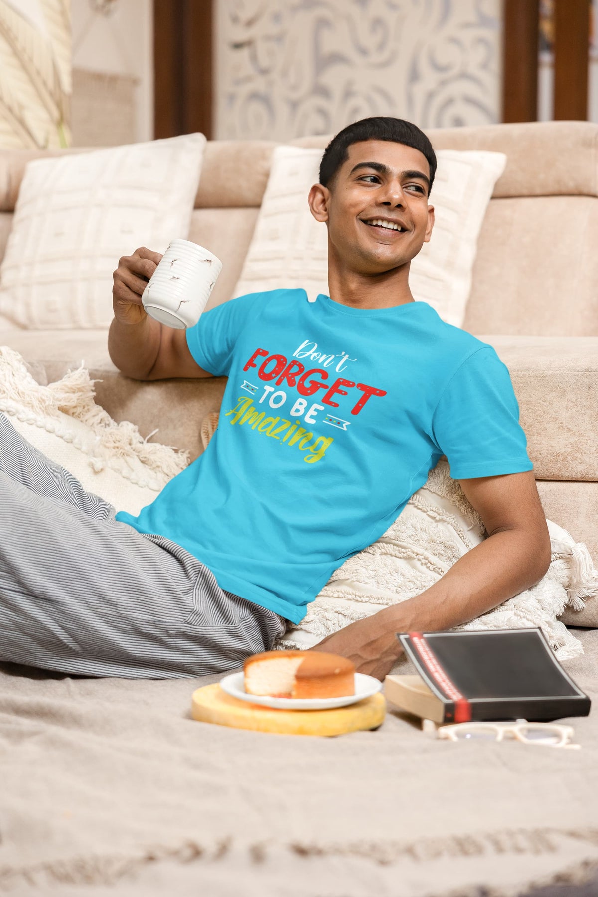 Karavirs® Rare Sky Blue graphic tee for men India