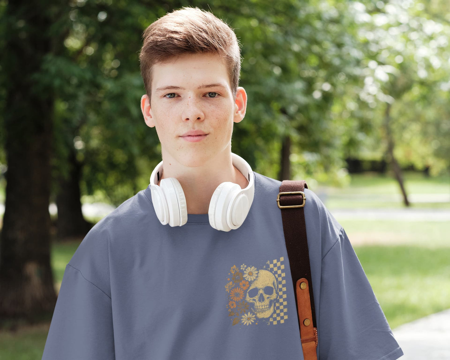 Men's Steel Grey Oversized Round Neck T-shirt