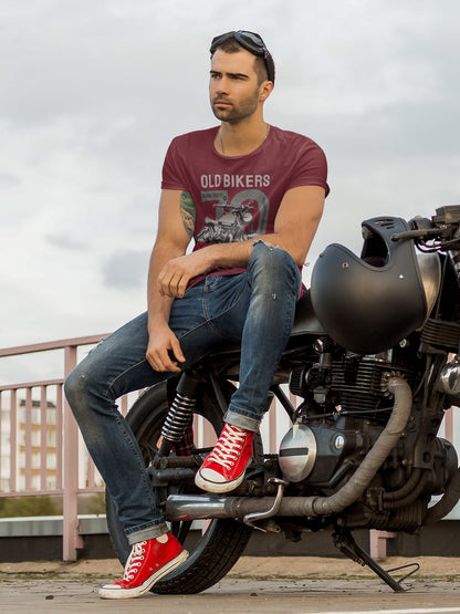 Men's Maroon Round Neck T-shirts