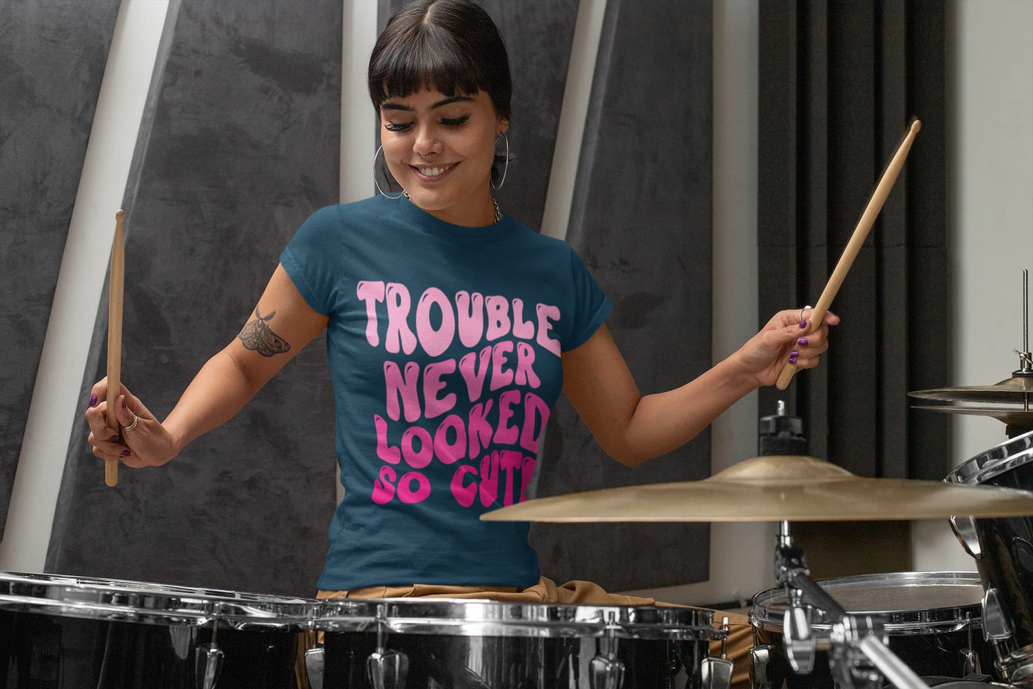 Women’s Navy Blue Round Neck T-shirts