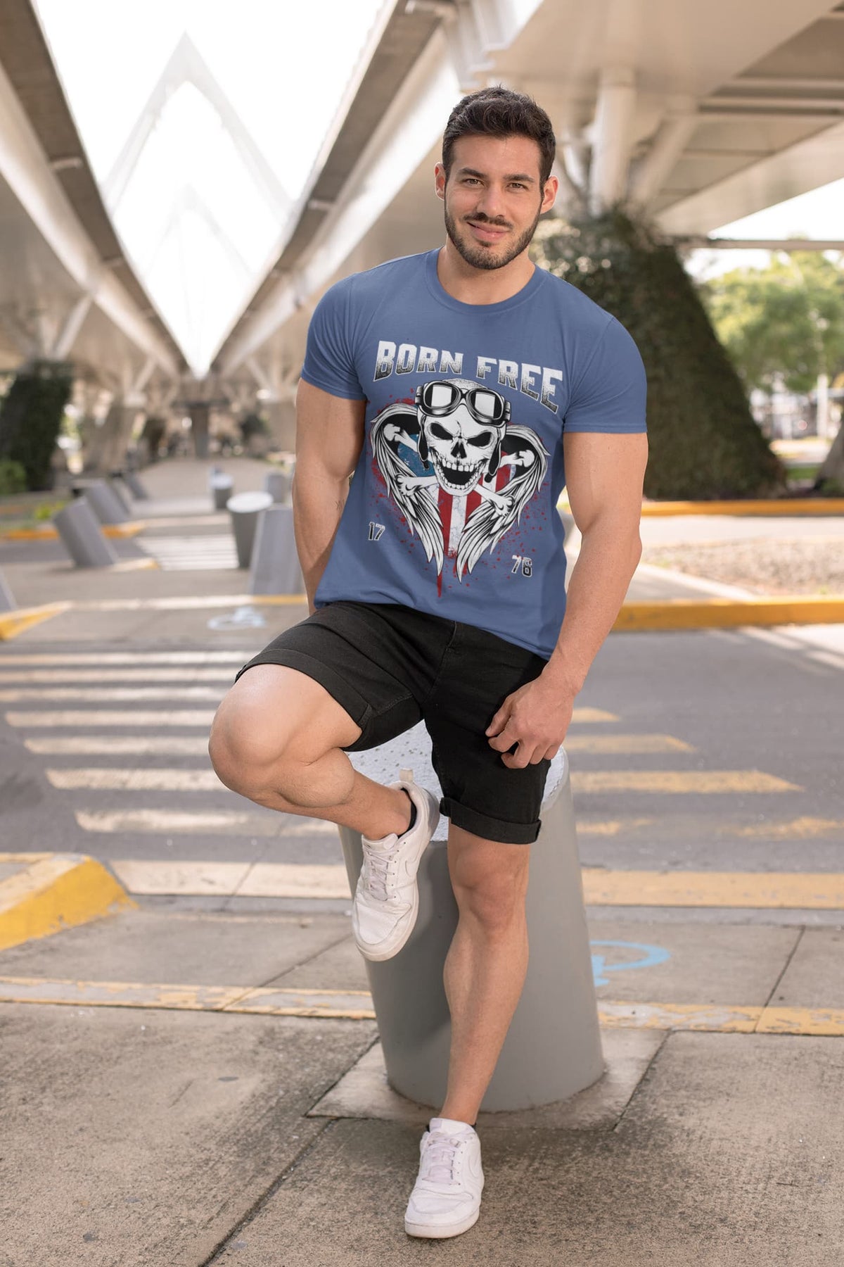 Men's Smoke Blue Round Neck T-shirts