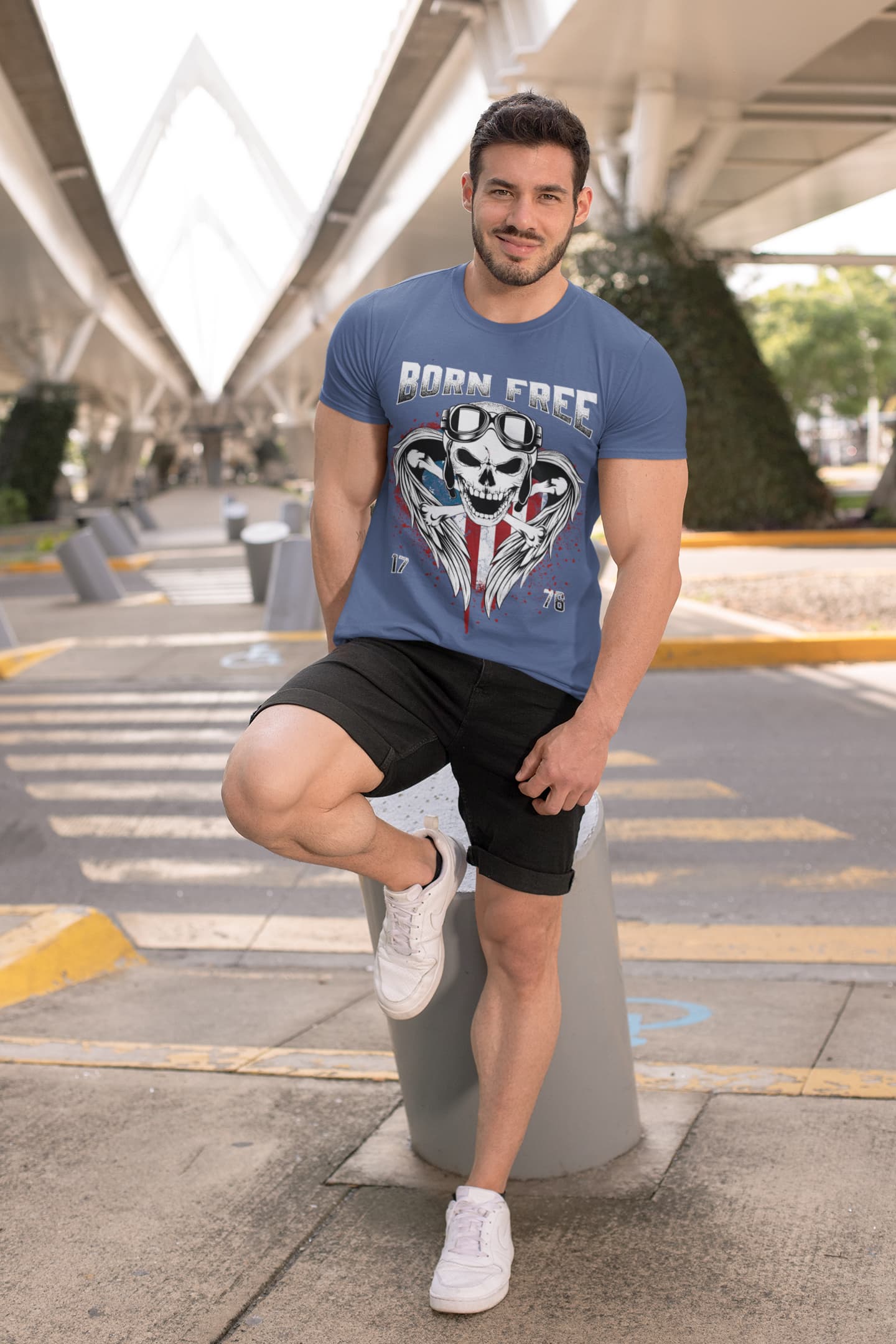 Men's Smoke Blue Round Neck T-shirts