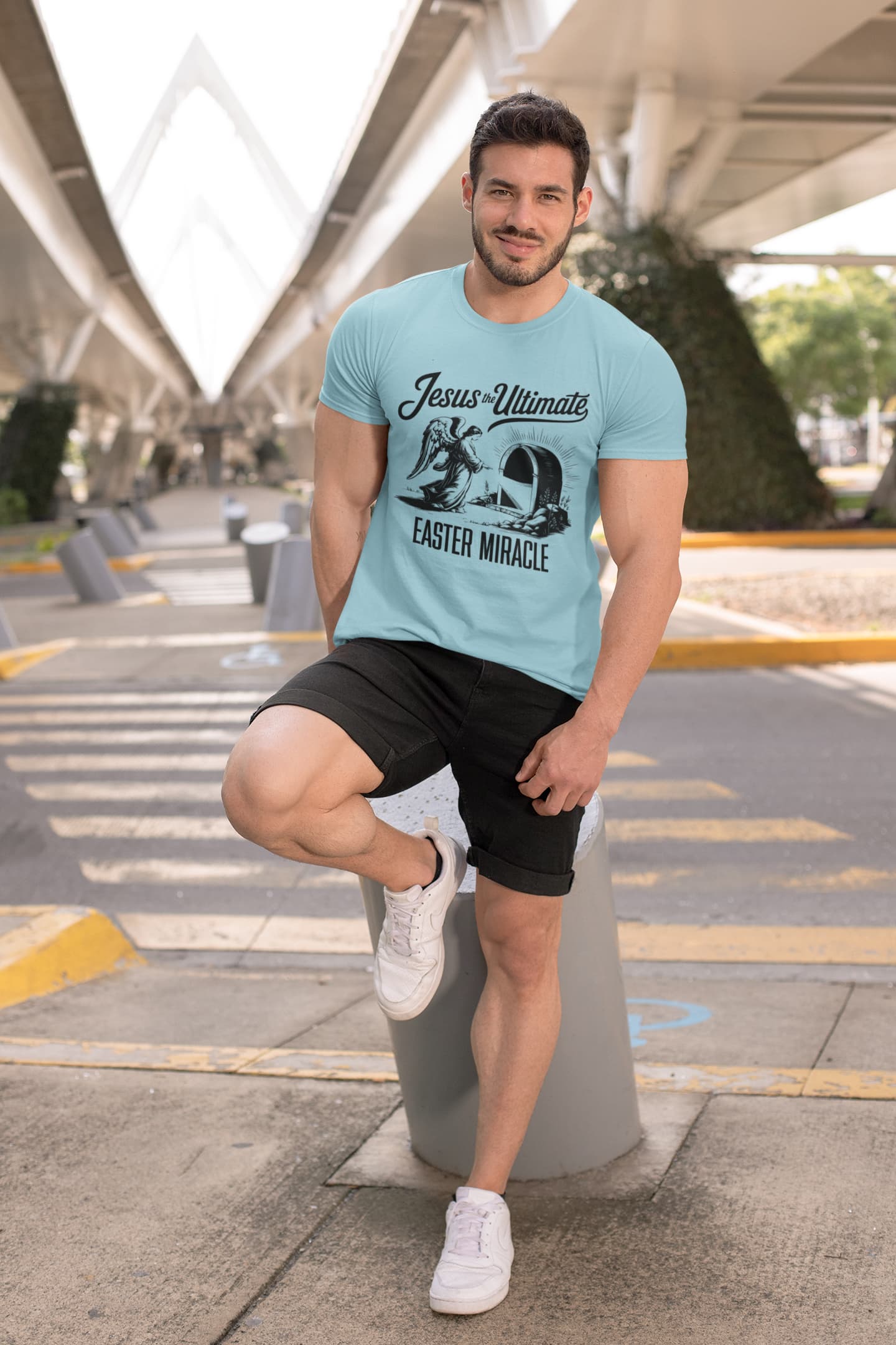 Men's Surf Blue Round Neck T-shirts