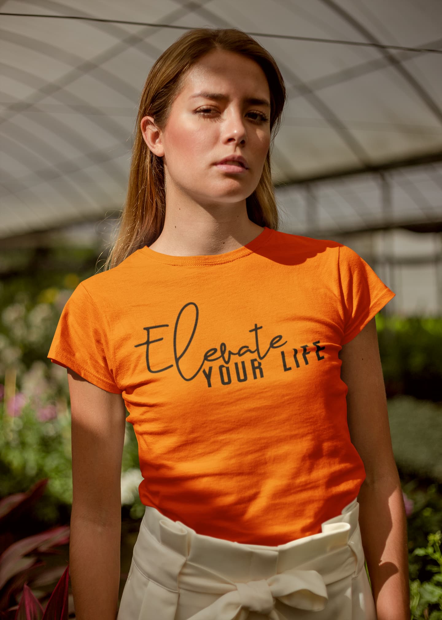 WOMENS ORANGE ROUNDNECK T-SHIRT