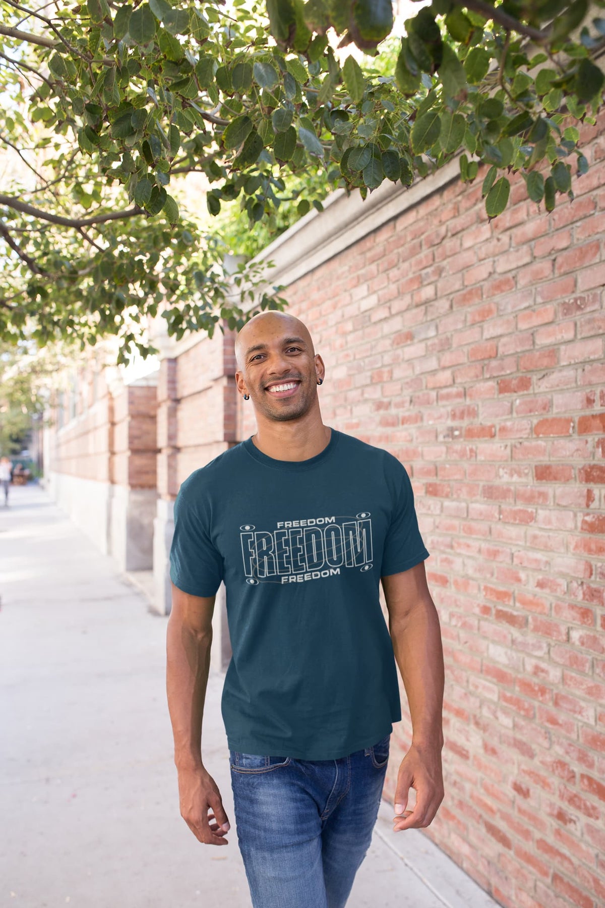 Karavirs® Freedom Navy Blue graphic tee for men India