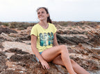 Women's Butter Yellow Round Neck T-shirts