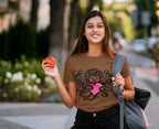 Women's Coffee Brown Round Neck T-shirts