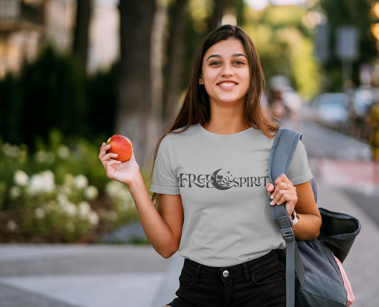 Women's Melange Grey Round Neck T-shirts
