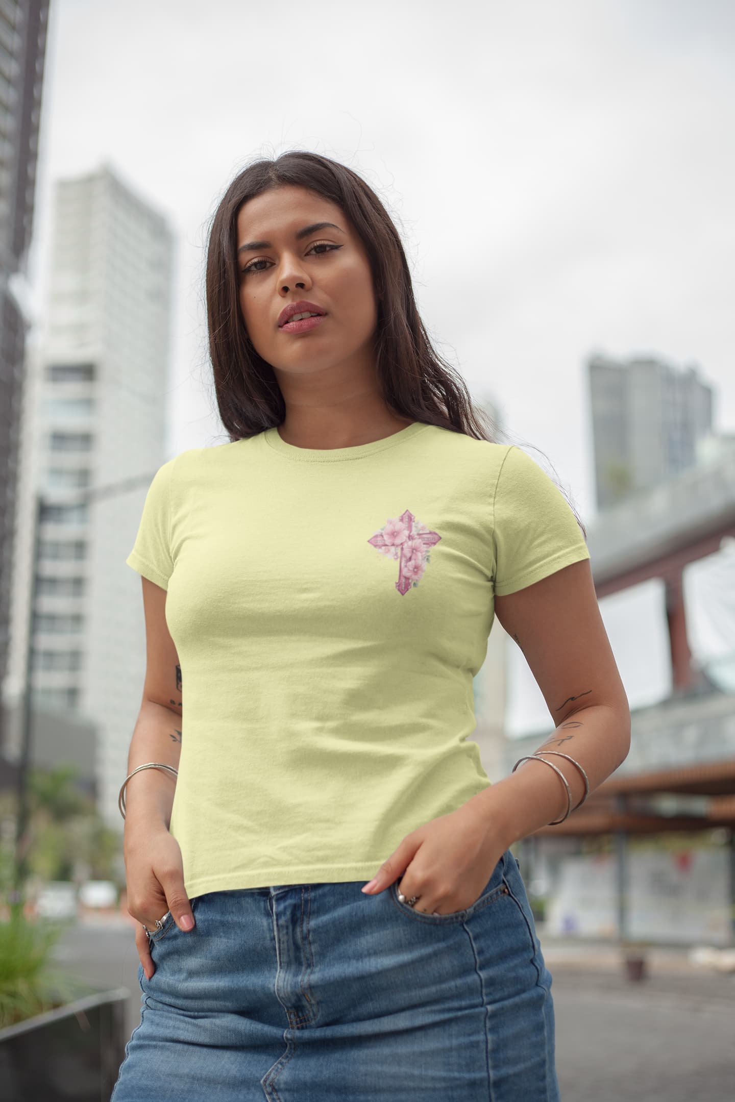 Women's Butter Yellow Round Neck T-shirts
