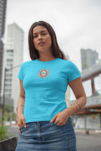 Women's Sky Blue Round Neck T-shirts