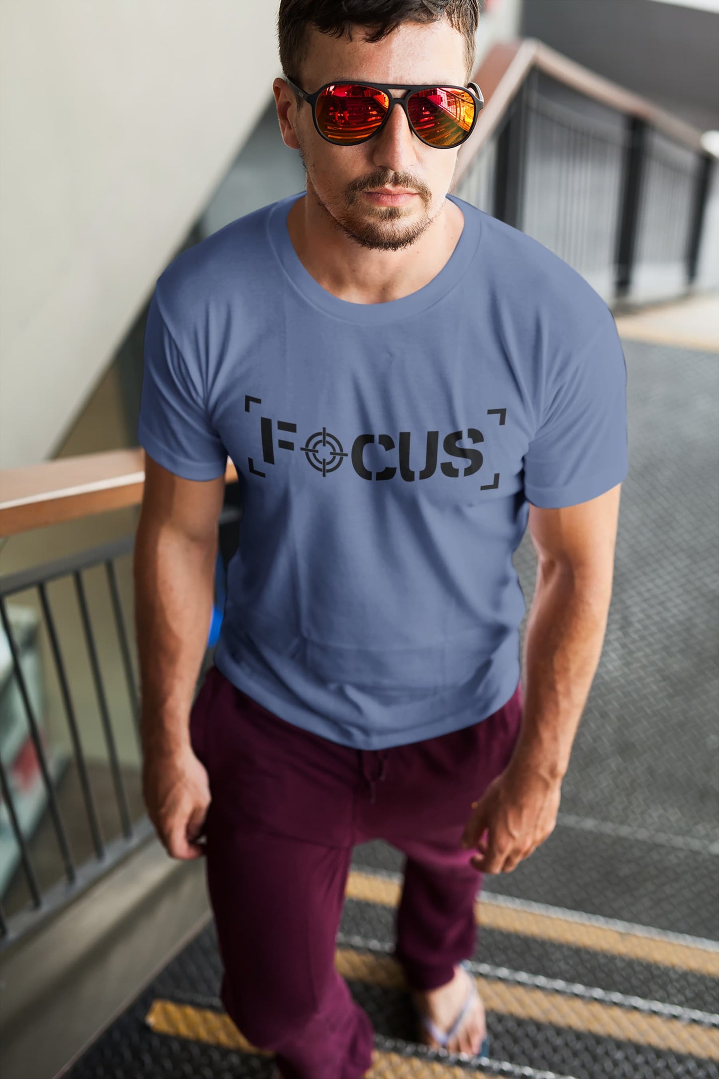 MENS SMOKE BLUE ROUNDNECK T-SHIRT