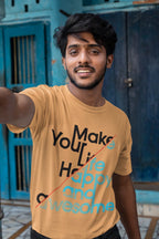 Men's Mustard Yellow Round Neck T-shirts
