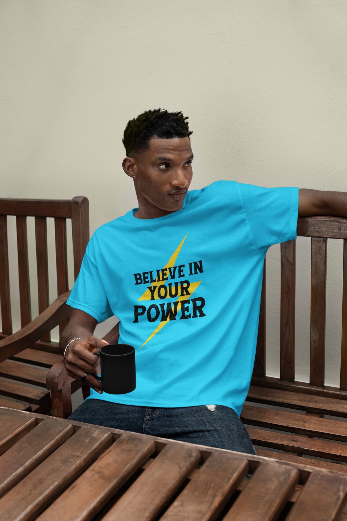 Karavirs® Empowered Sky Blue graphic tee for men India