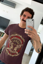 Men's Burgundy Round Neck T-shirt