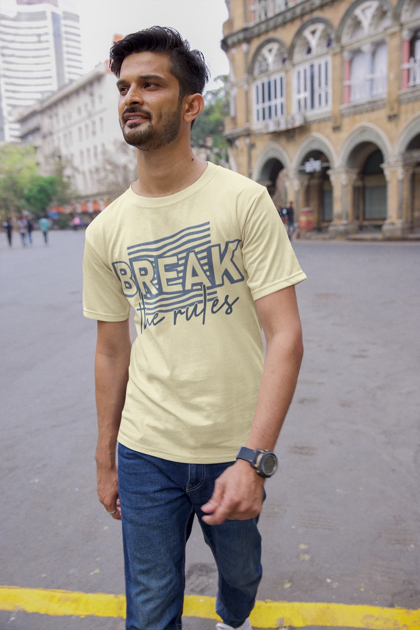 Men's Almond Round Neck T-shirts