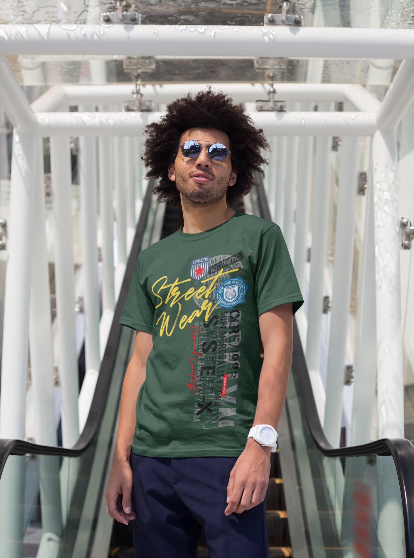 Men's Olive Green Round Neck T-shirts