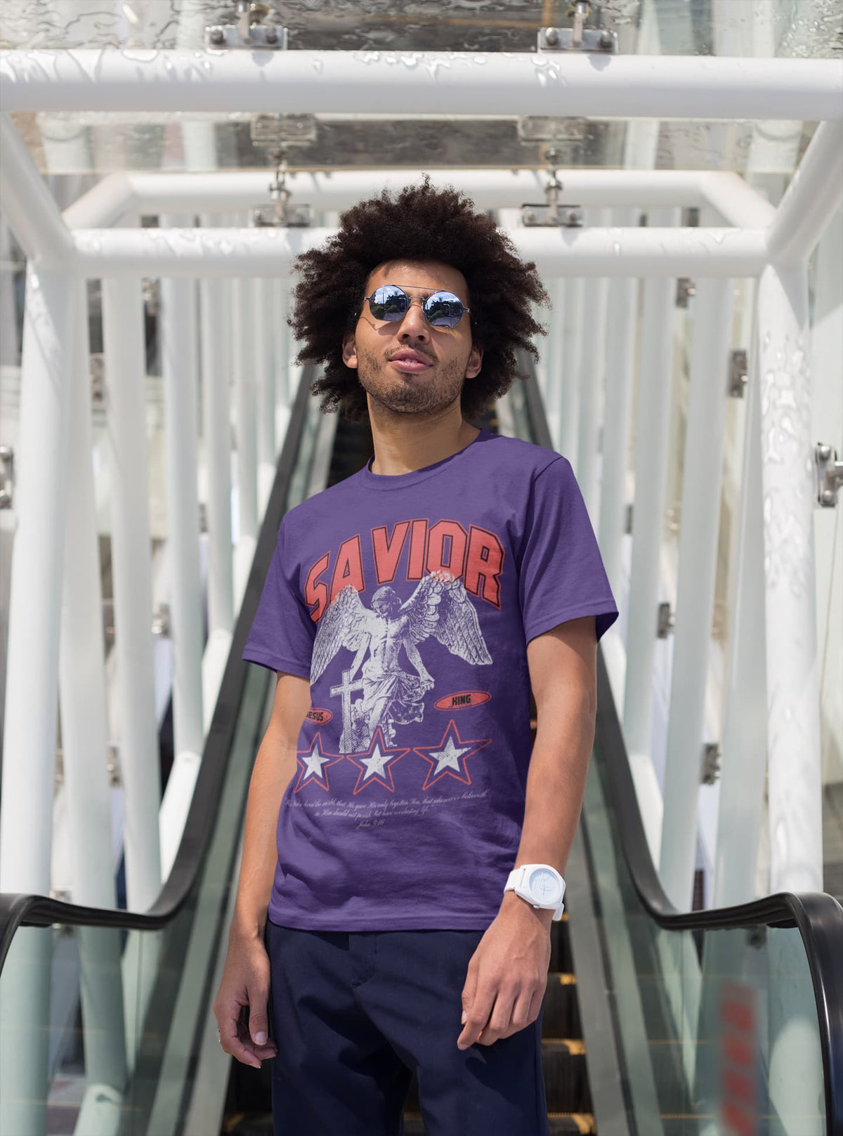 Men's Purple Round Neck T-shirts