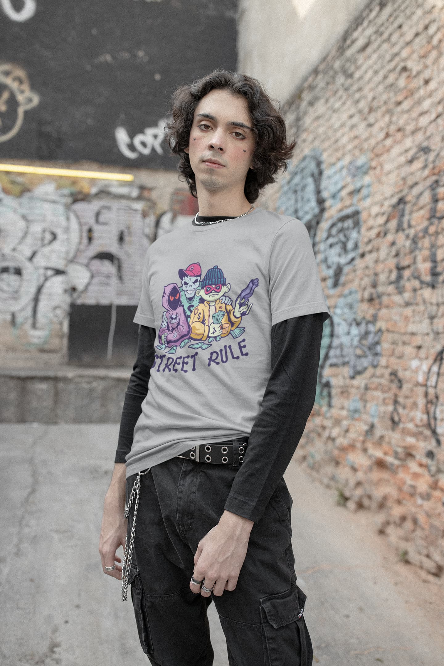 Men's Melange Grey Round Neck T-shirts