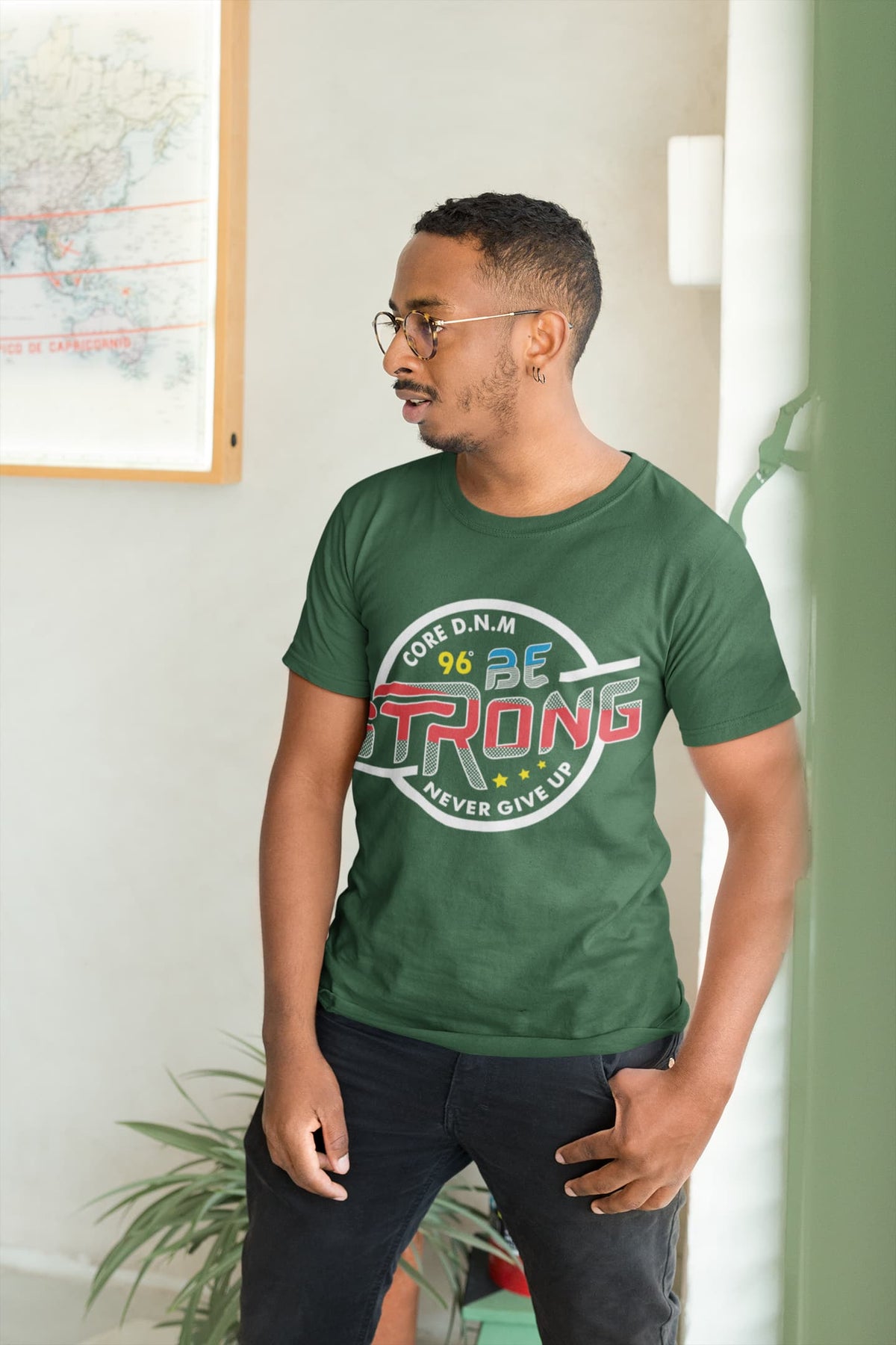Men's Olive Green Round Neck T-shirts