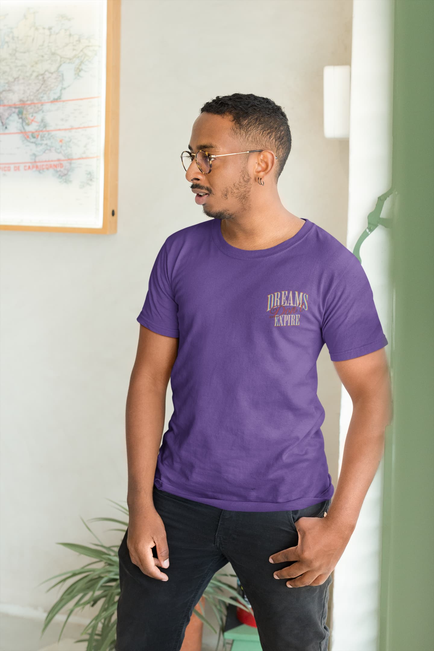 Men's Purple Round Neck T-shirts