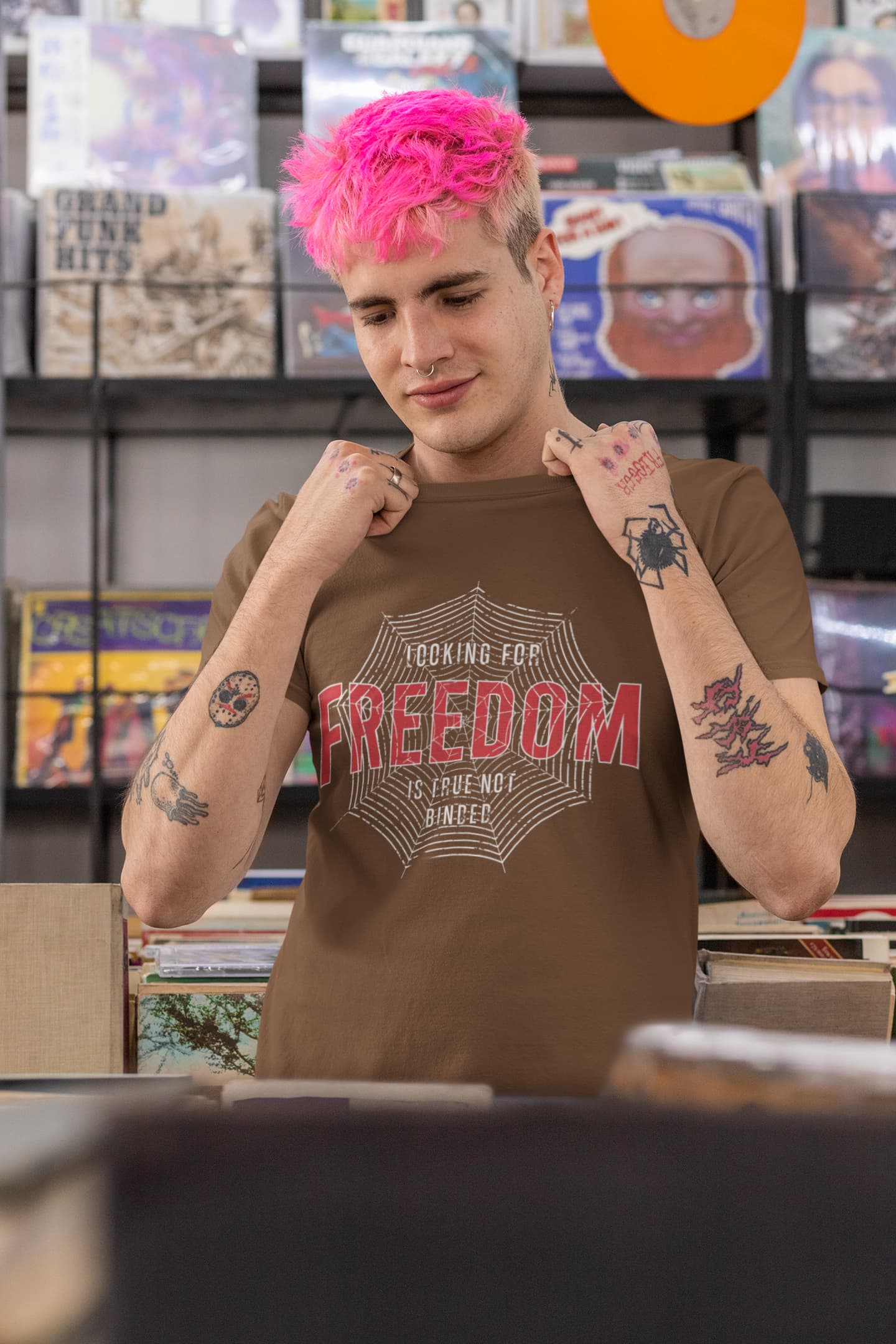 Men’s Coffee Brown Round Neck T-shirts