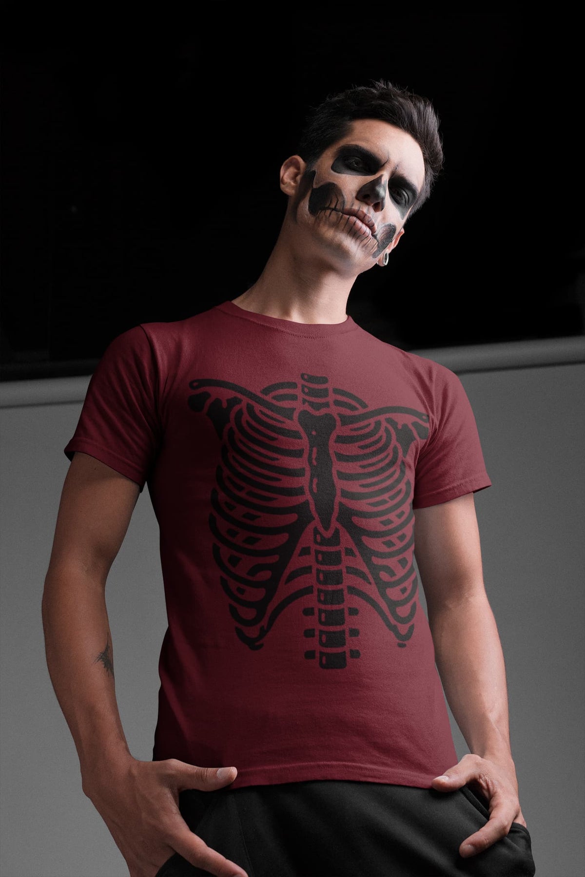 Men's Maroon Round Neck T-shirts