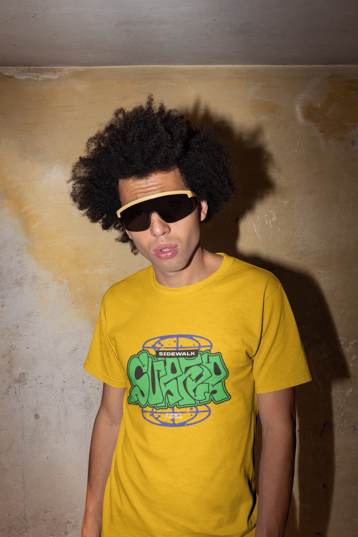 Karavirs® Sidewalk Golden Yellow graphic tee for men India