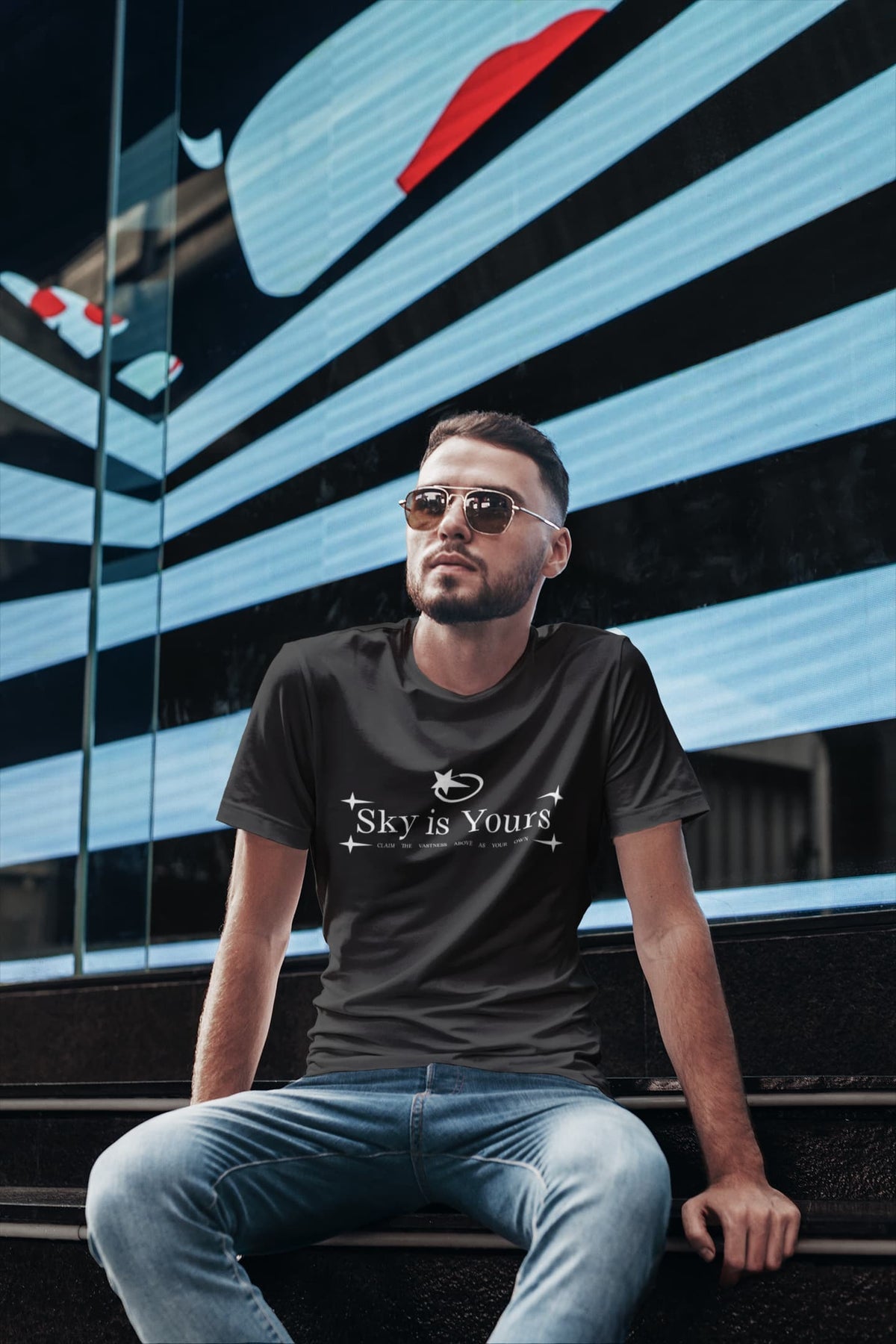 Karavirs® Sky Black graphic tee for men India