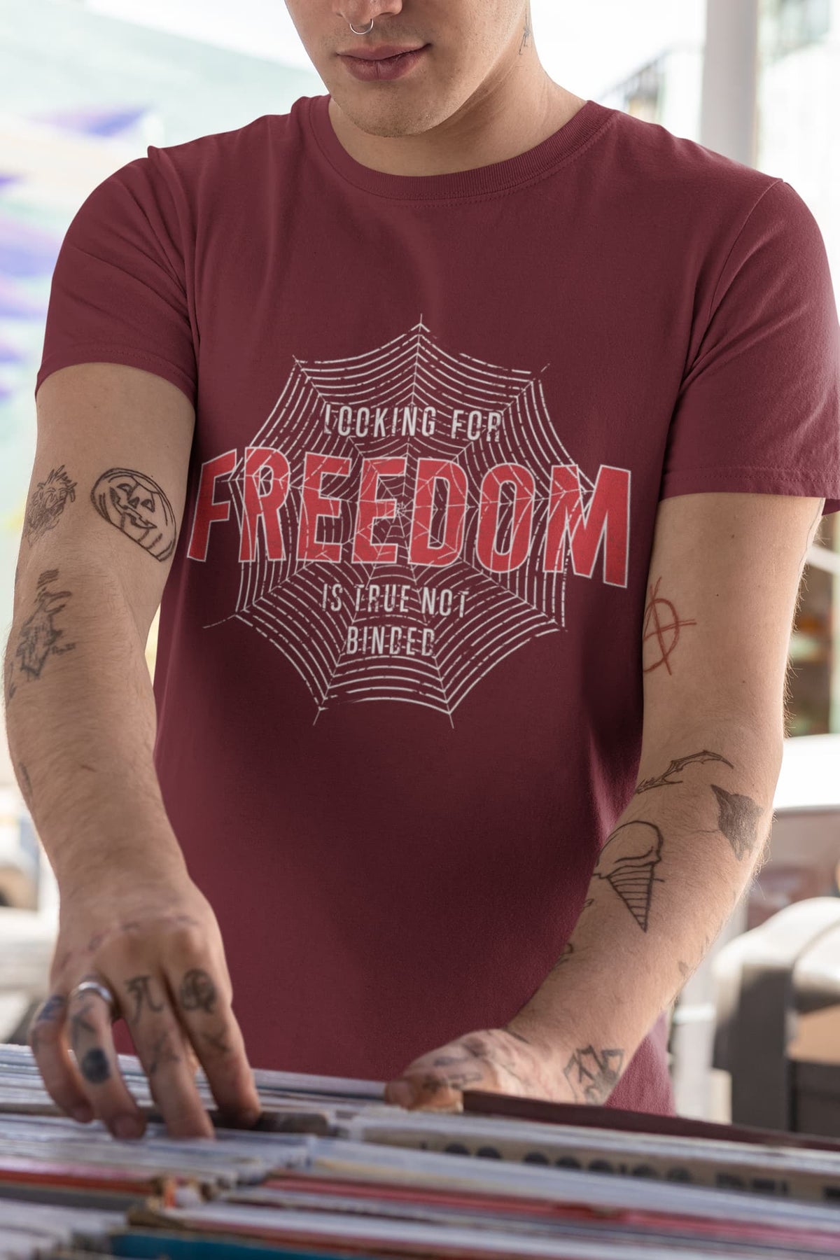 Karavirs® Seeker Maroon graphic tee for men India