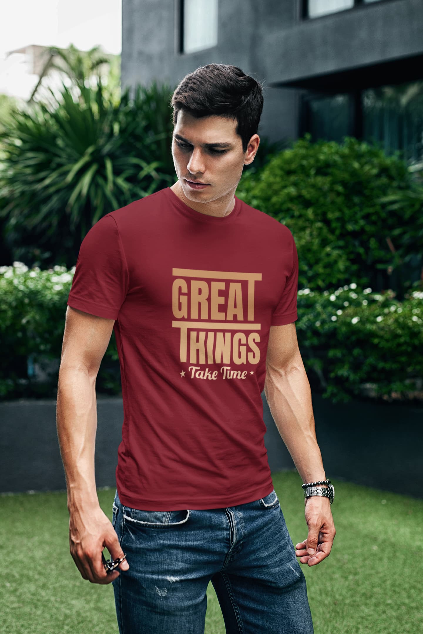 MENS MAROON ROUNDNECK T-SHIRT